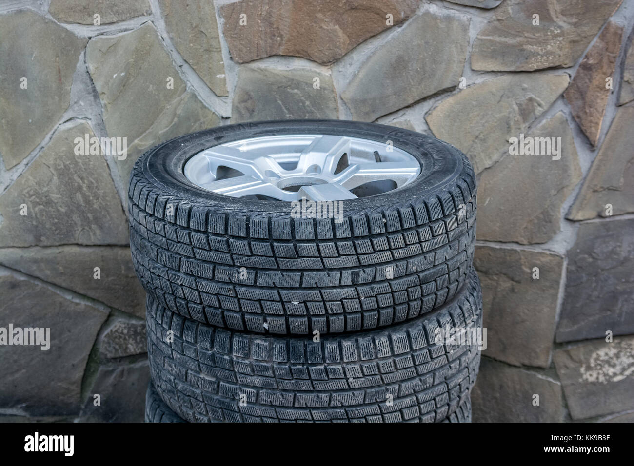 Close up stack of used car tires Stock Photo Alamy