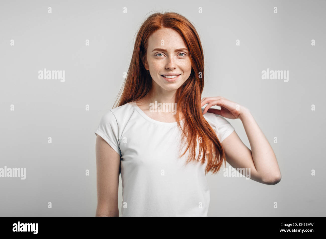Women, model, redhead, long hair, portrait display, tank top, no bra, red  lipstick, HD phone wallpaper