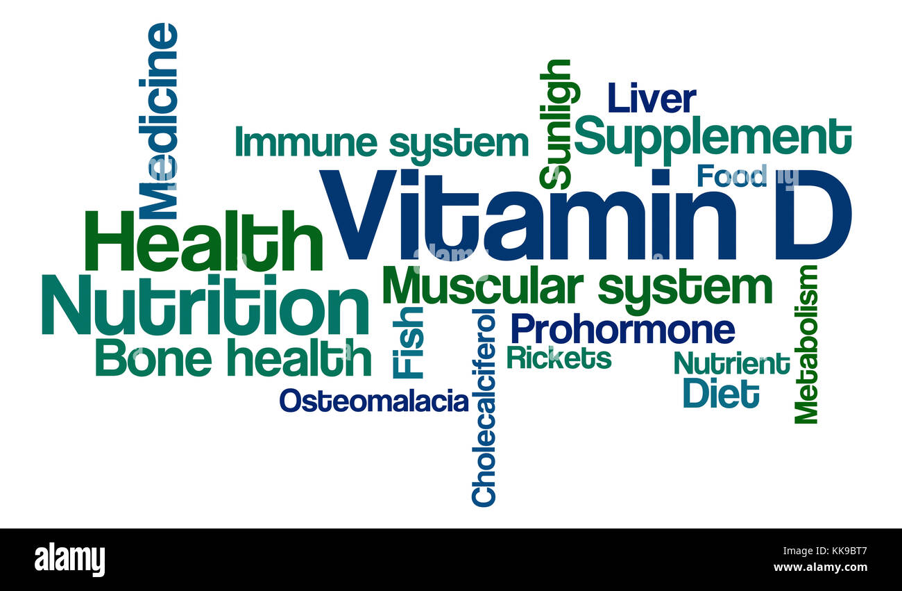 Word Cloud on a white background - Vitamin D Stock Photo