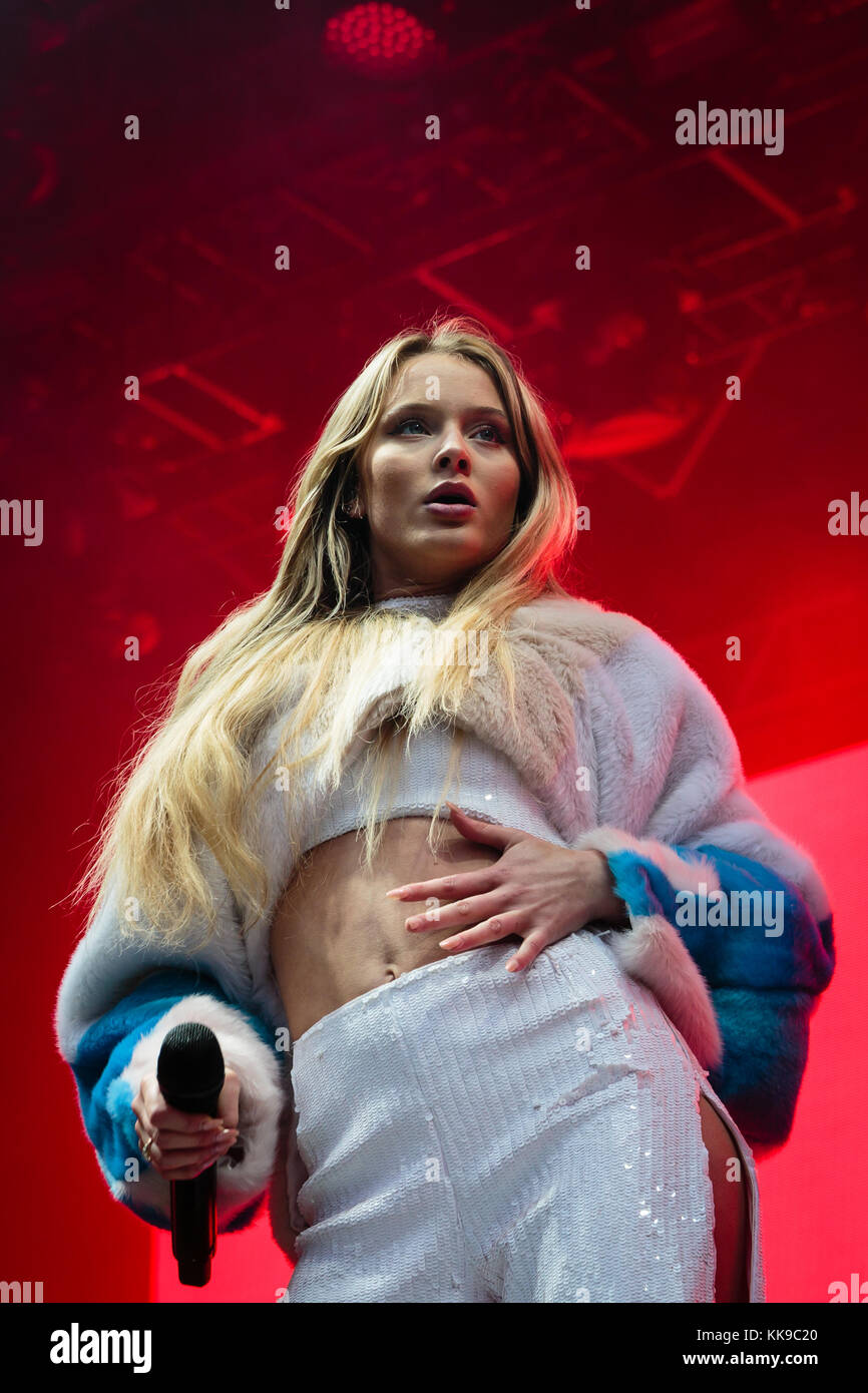 The Swedish singer and songwriter Zara Larsson performs a live concert  during the Norwegian music festival Bergenfest 2017 in Bergen. Norway,  16/06 2017 Stock Photo - Alamy
