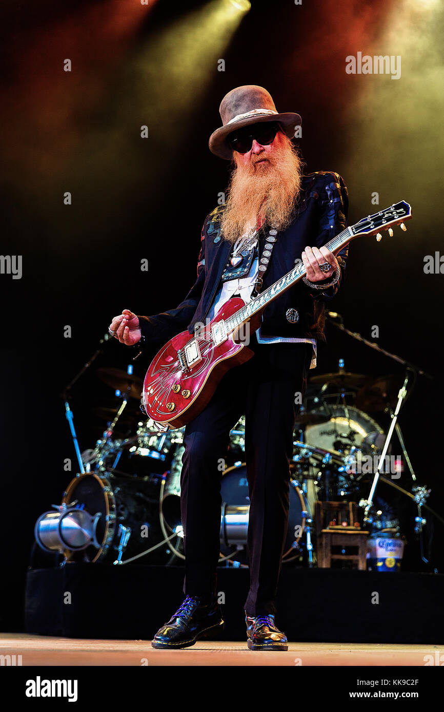 The American rock band ZZ Top performs a live concert at the Norwegian