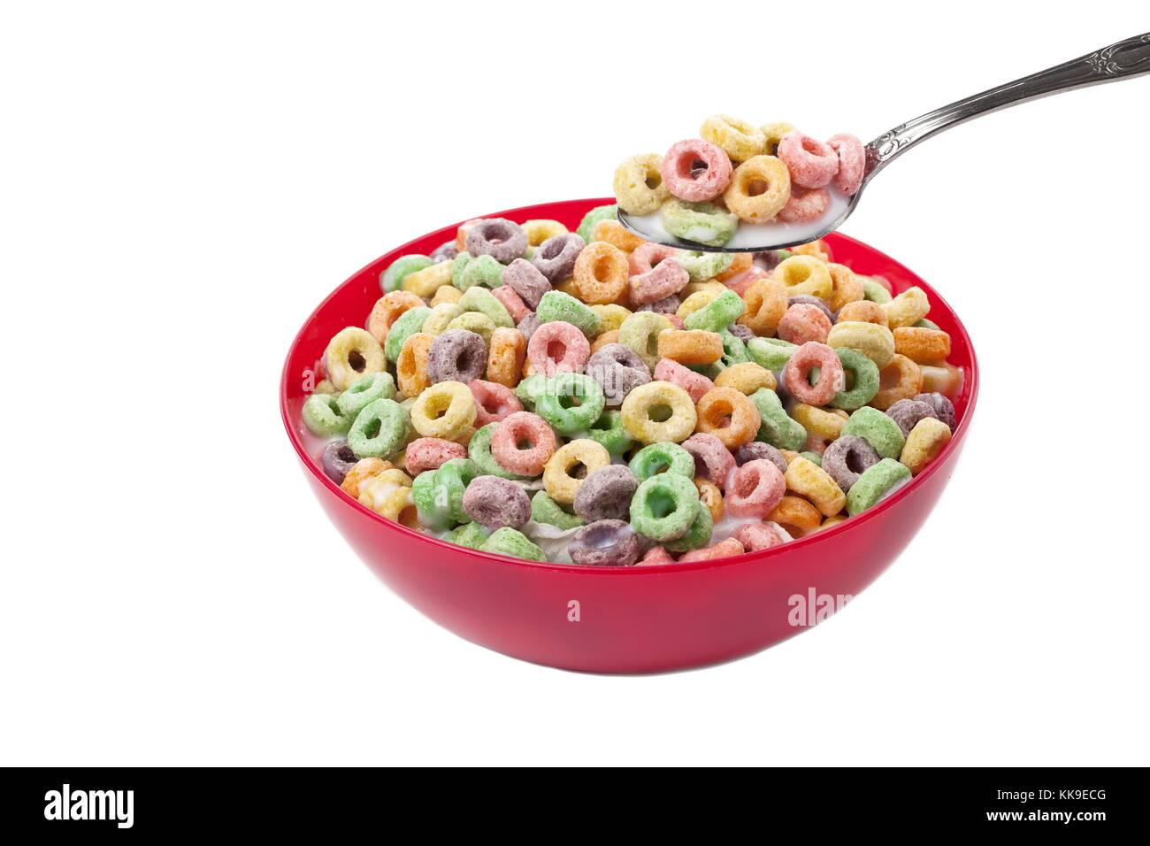 colorful cereal bowl and spoon Stock Photo Alamy