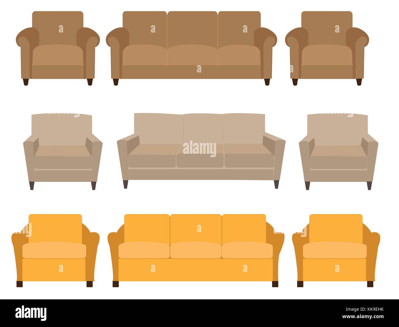 Set Of Different Couches For Furniture Design Stock Vector Art