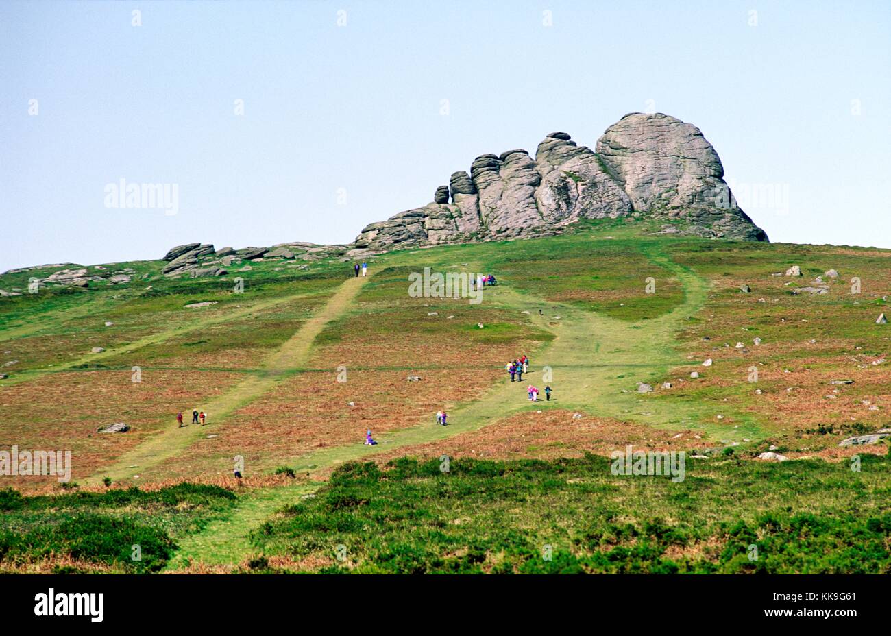 Dartmoor National Park, Devon, southwest England, UK. Haytor Rocks granite tor rock outcrop. Stock Photo