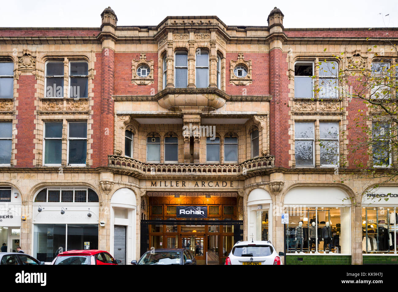Entrance to the Miller Arcade, a well preserved Victorian shopping arcade in Preston, Lancashire, UK. Stock Photo