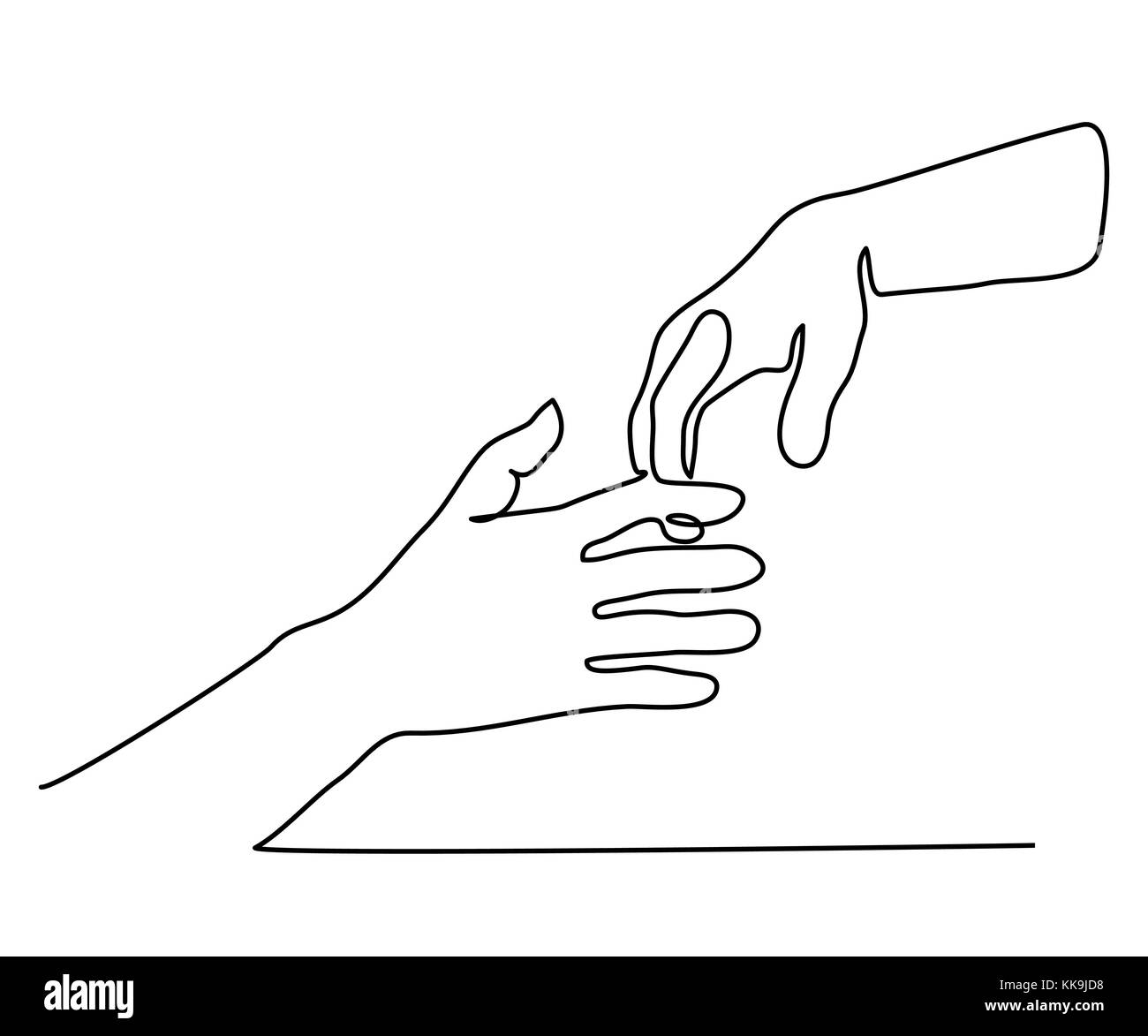continuous line drawing of holding hands together Stock Vector