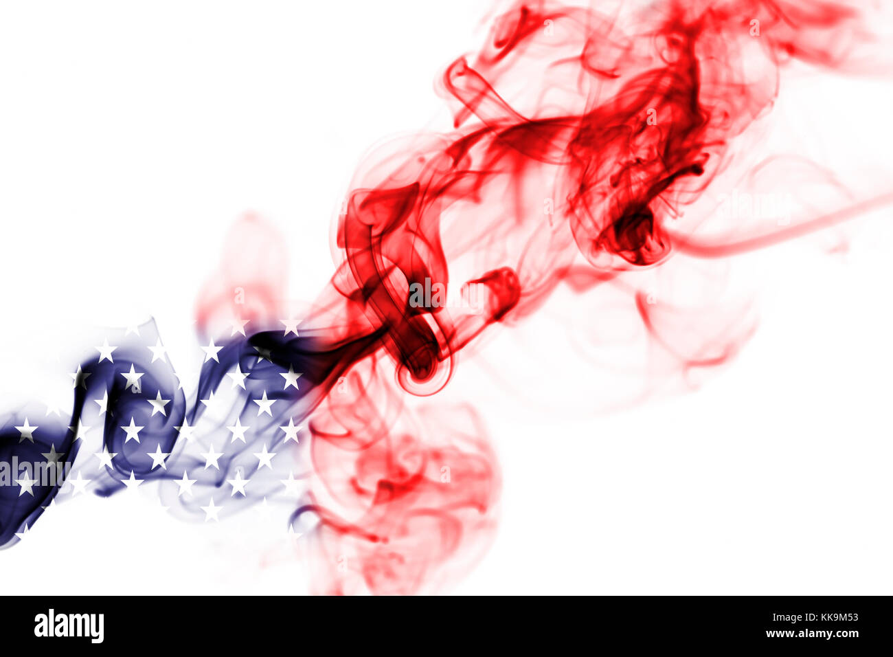 United States of America smoke flag isolated on white background Stock
