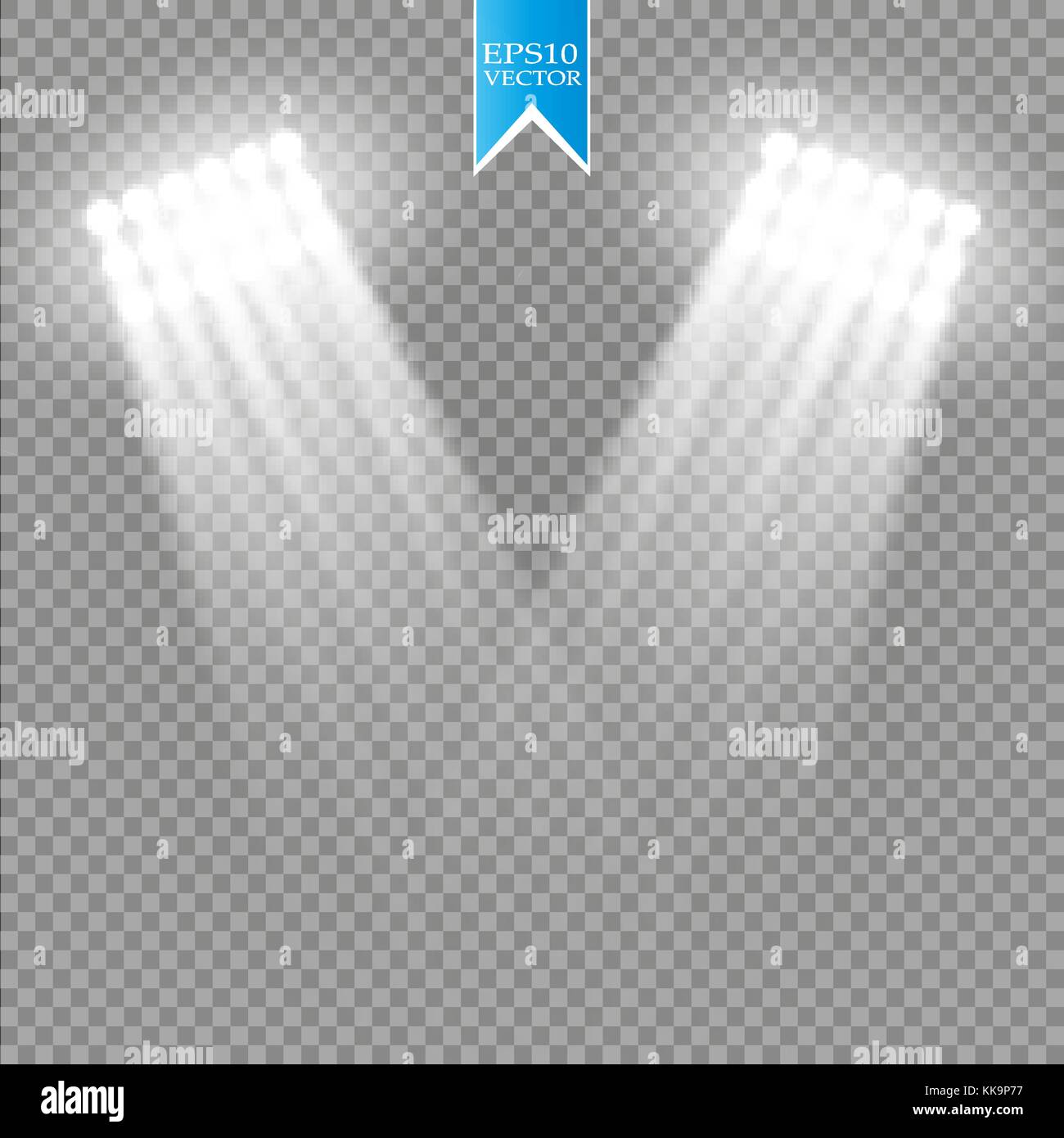 White vector spotlight light effect on transparent background. Concert ...