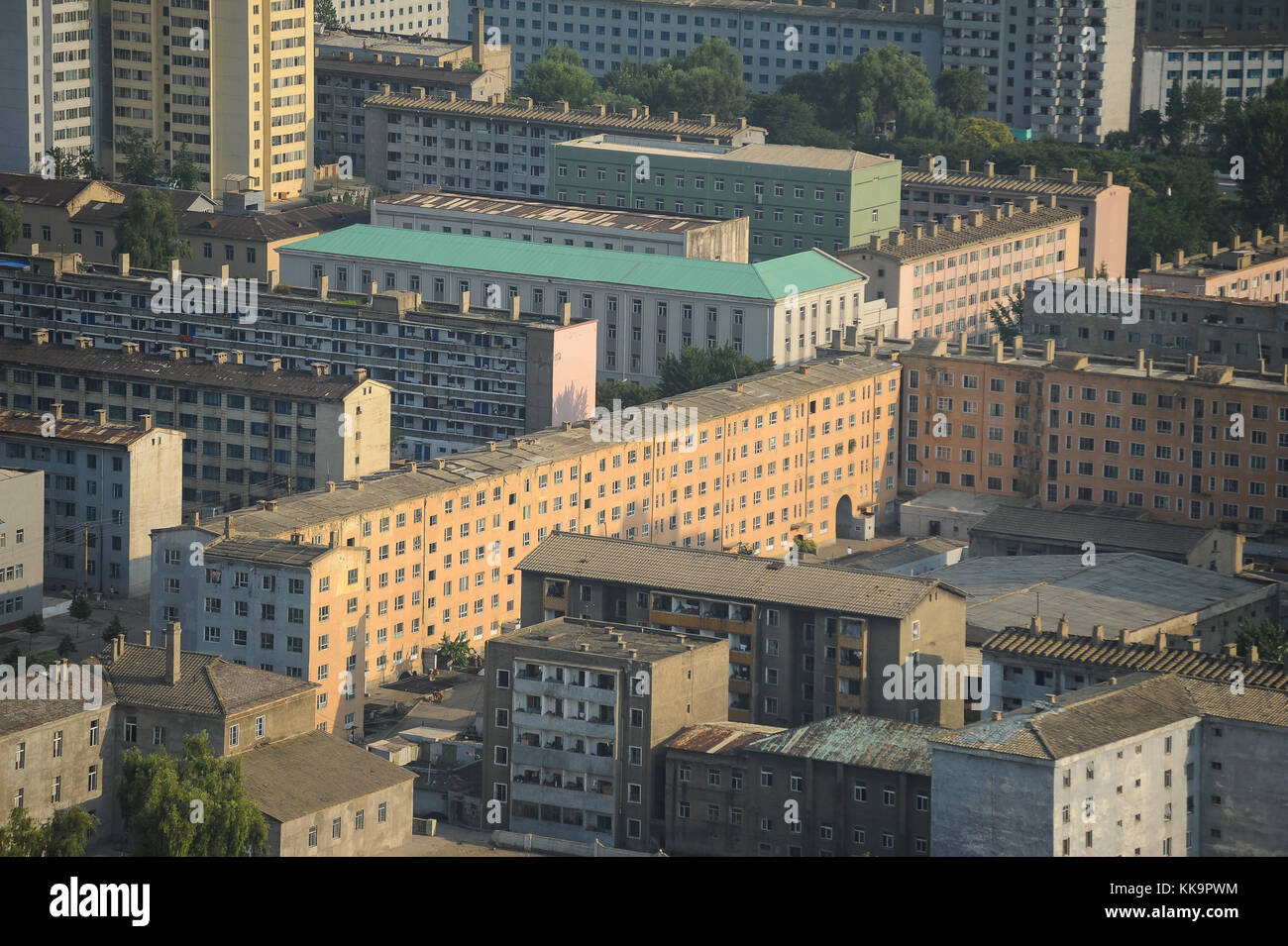 Pjoengjang, North Korea, view of residential houses Stock Photo