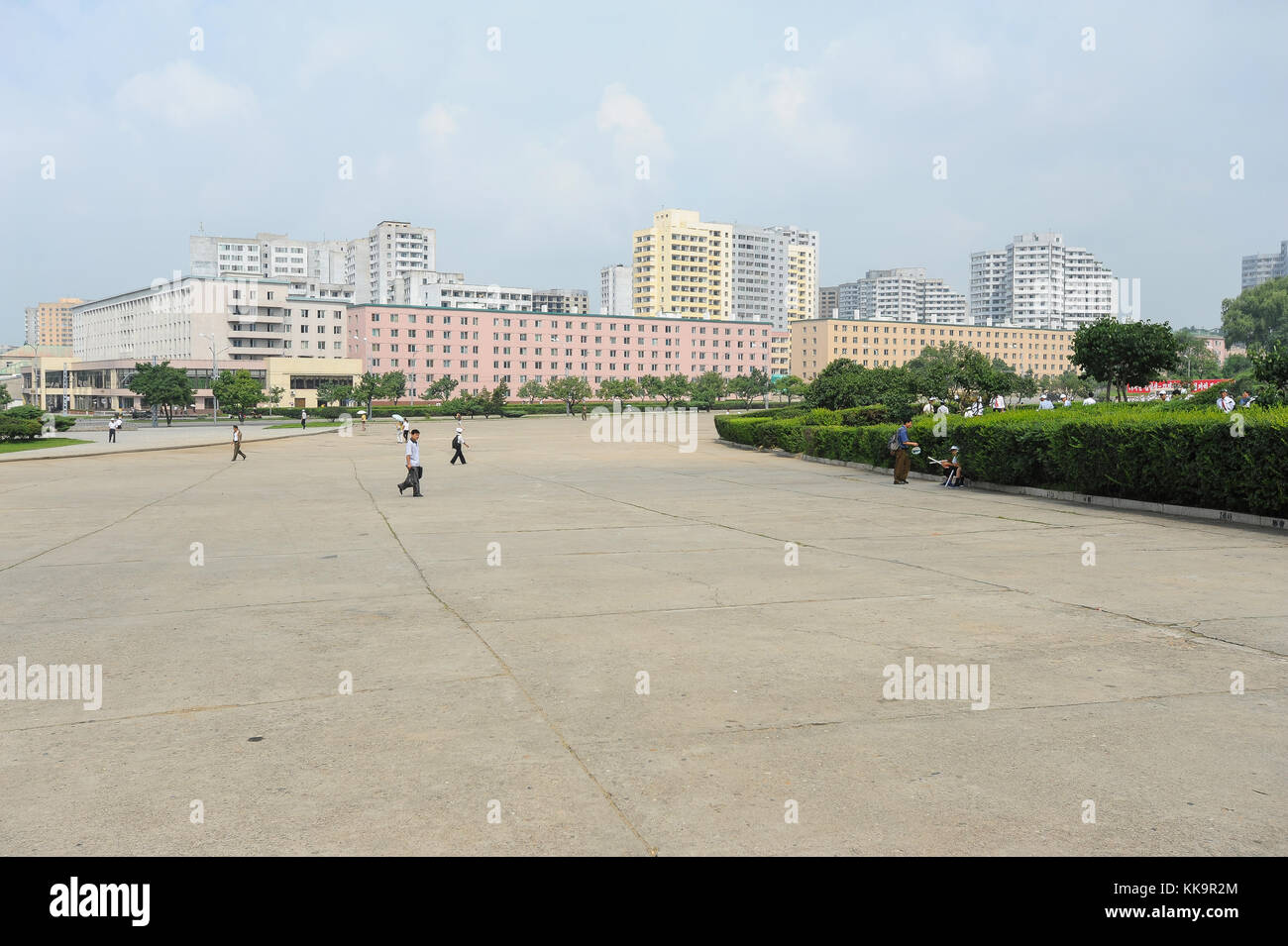 Pjoengjang, North Korea, people in a big square Stock Photo