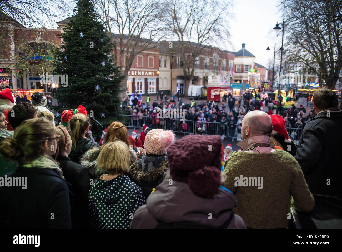 Christmas Light Switch On and Market in Banbury, UK Stock Photo Alamy