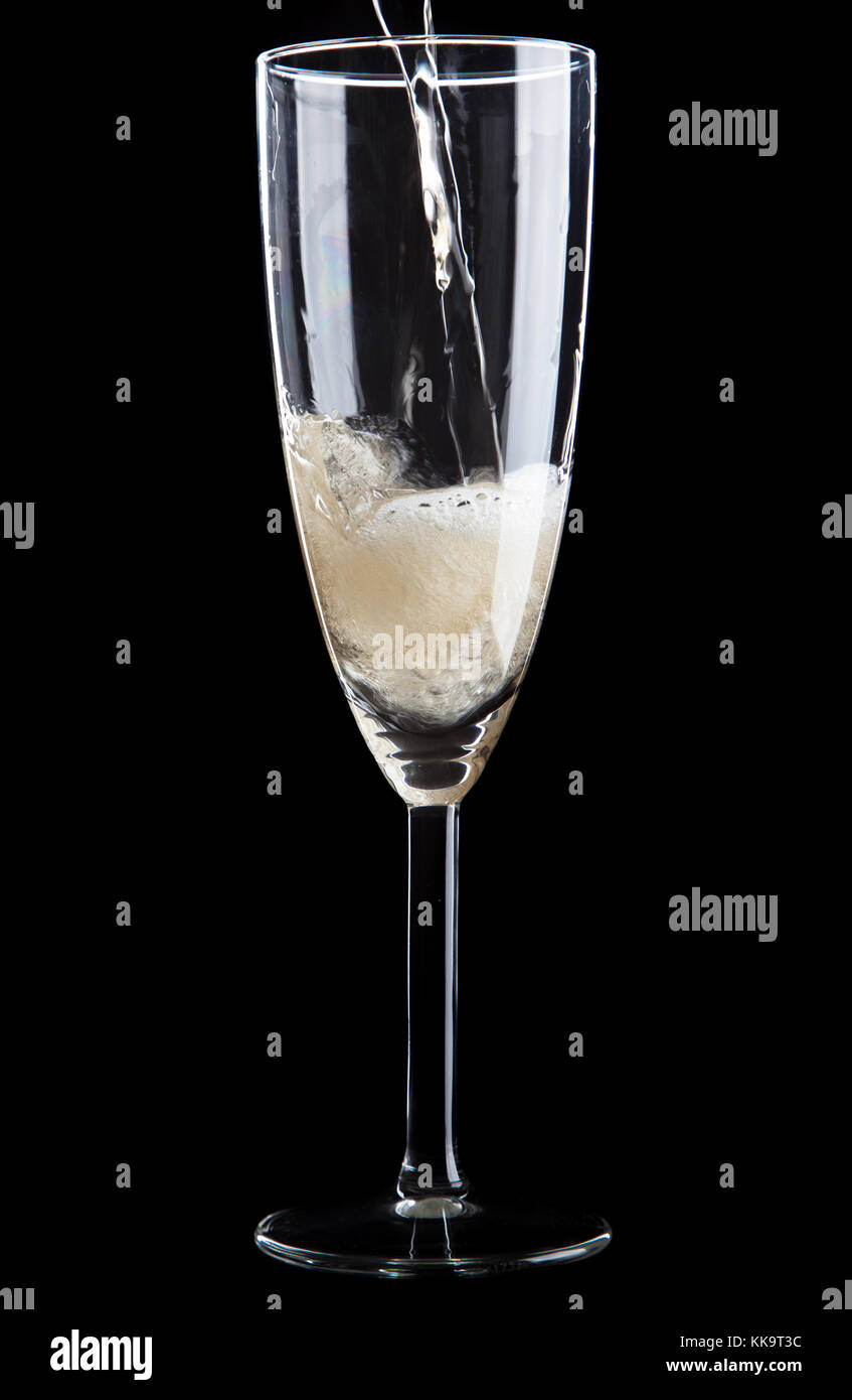 Champagne glass isolated on black background Stock Photo Alamy