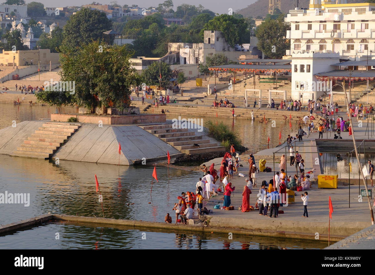 The sacred Lake at Pushkar is surrounded by bathing ghats and temples ...