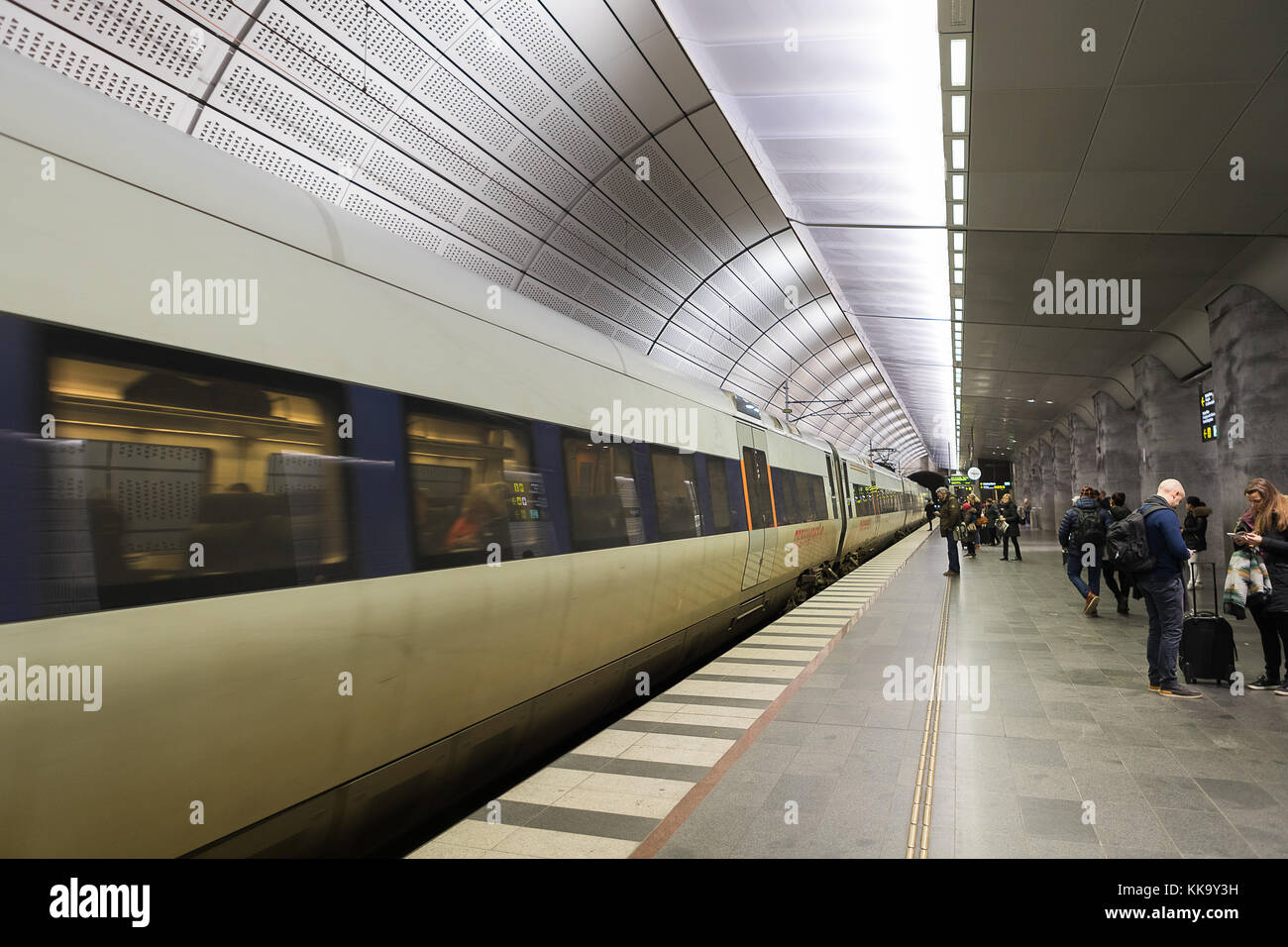 Railway station Triangeln in Malmö, Sweden is a part of city tunnel and was recently opened and now used by all trains connecting Sweden and Denmark. Stock Photo