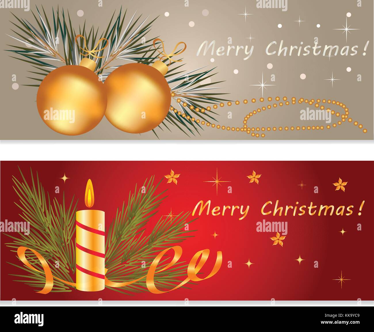 Christmas banner set with holiday elements Stock Vector