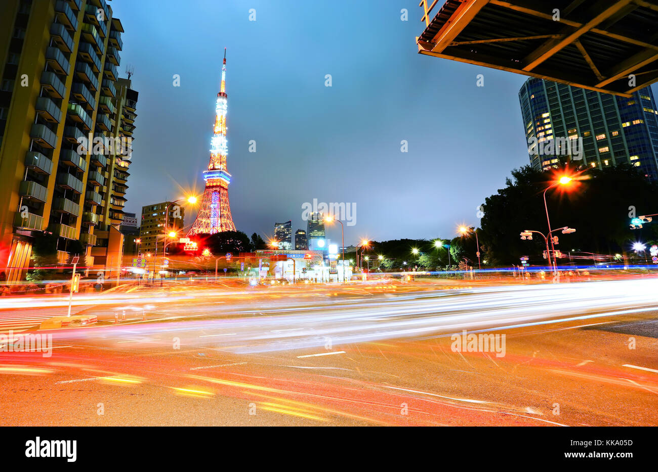Tokyo tower traffic trail hi-res stock photography and images - Alamy