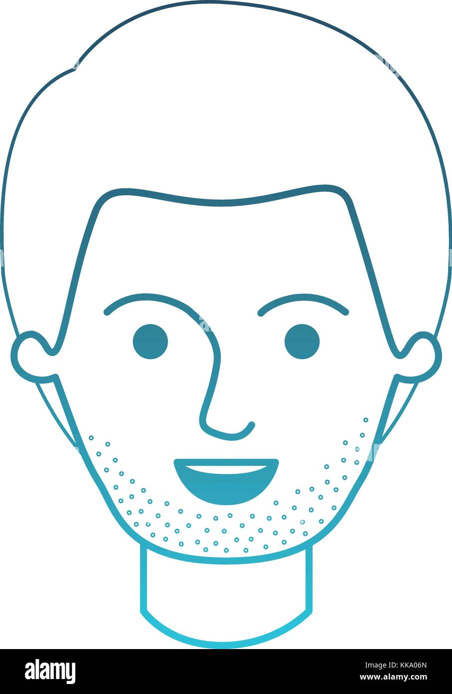 male face with short hair and stubble beard in degraded blue silhouette Stock Vector