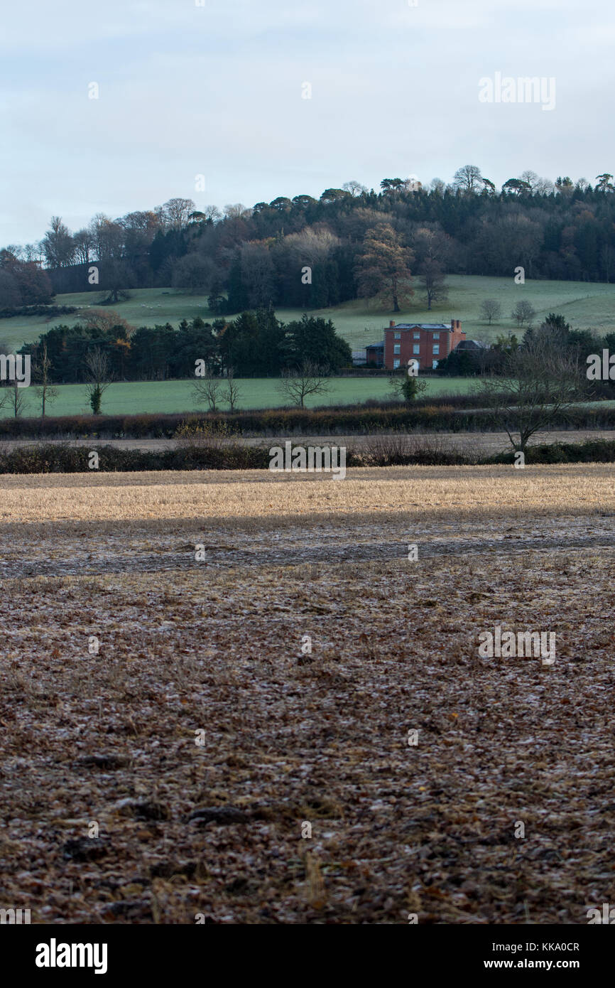 Traditional Cotswold farm house in winter Stock Photo