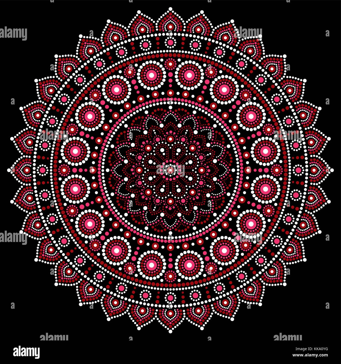 Mandala vector design, Aboriginal dot painting style, Australian folk art boho style Stock Vector