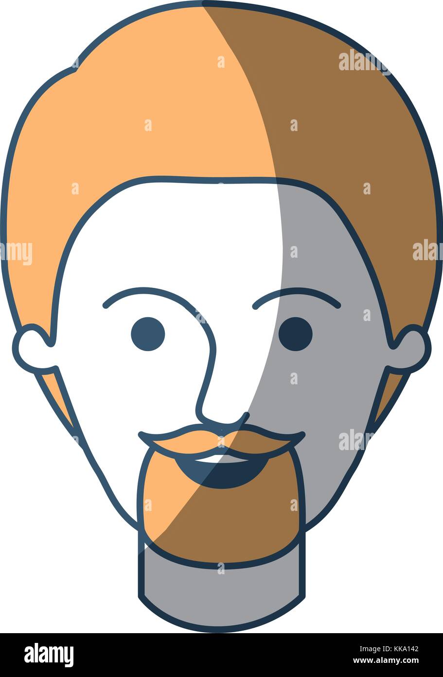 Male Face With Short Hair And Goatee Beard In Color Sections Stock