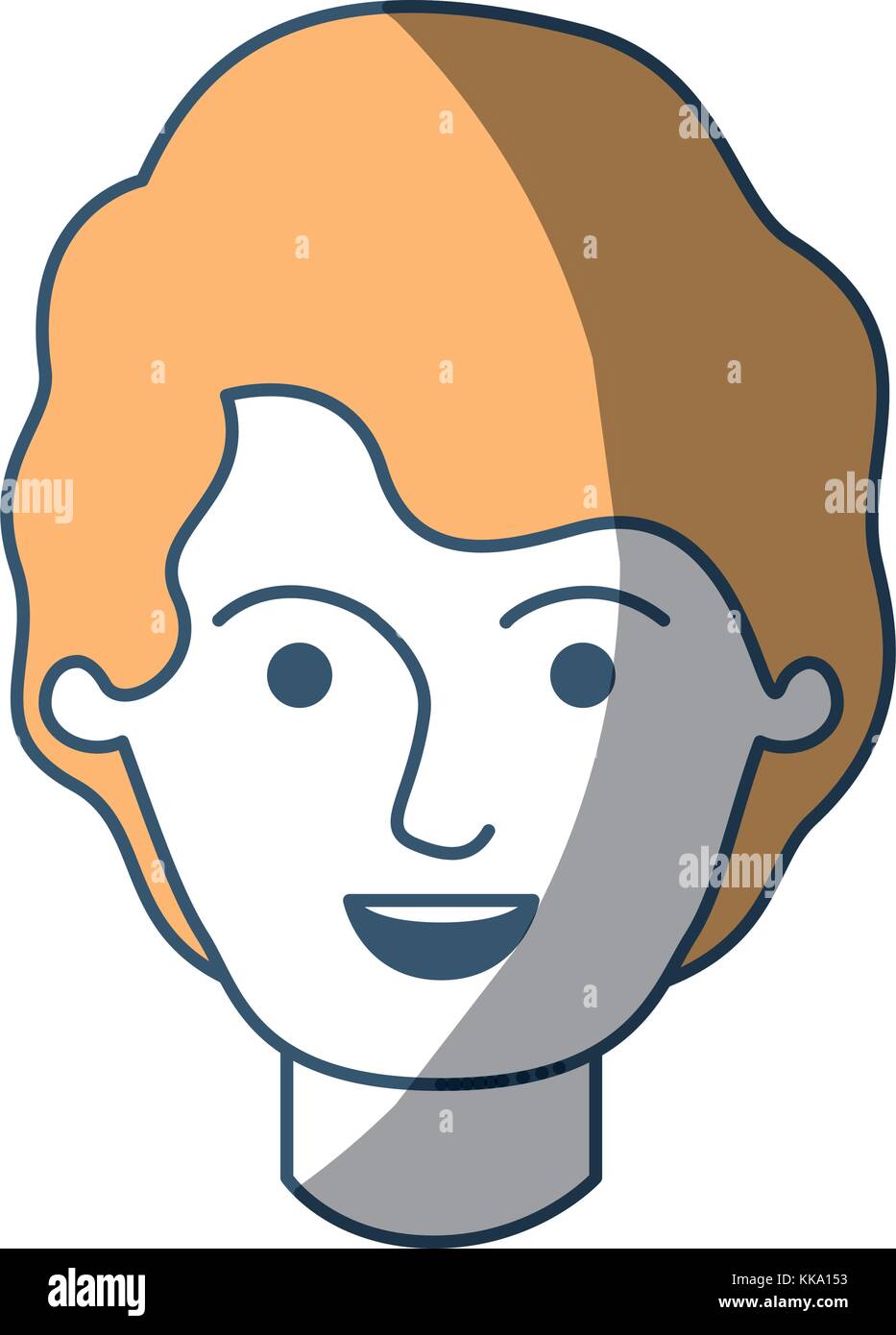 Male Face With Short Wavy Hair In Color Sections Silhouette Stock