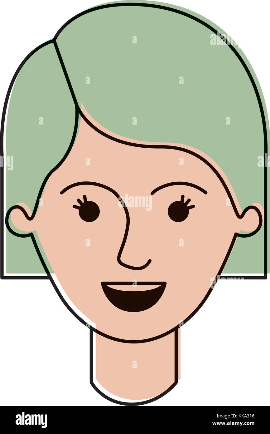 female face with short hair in watercolor silhouette Stock Vector