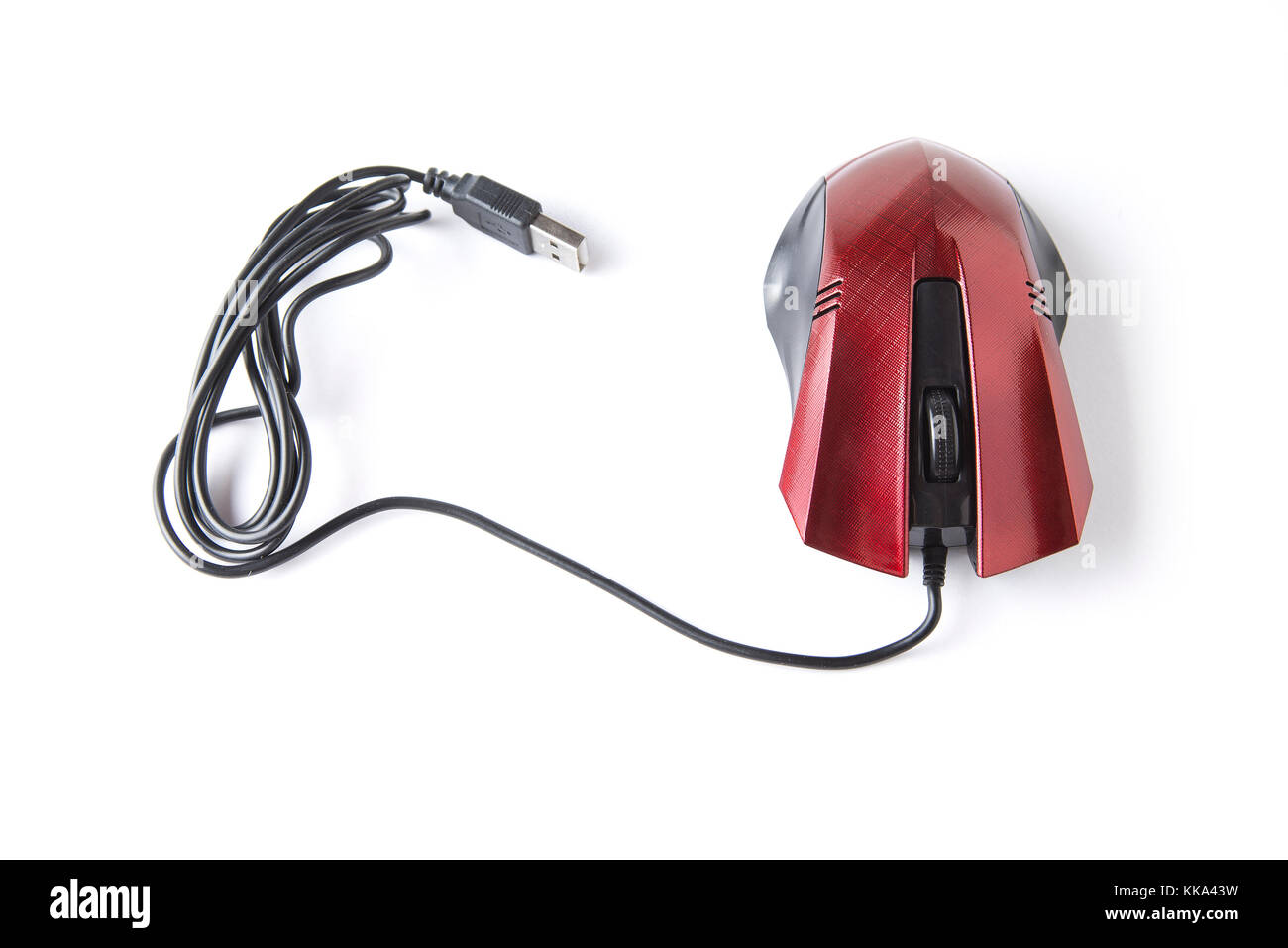 Computer mouse with USB cable connection on the white background Stock