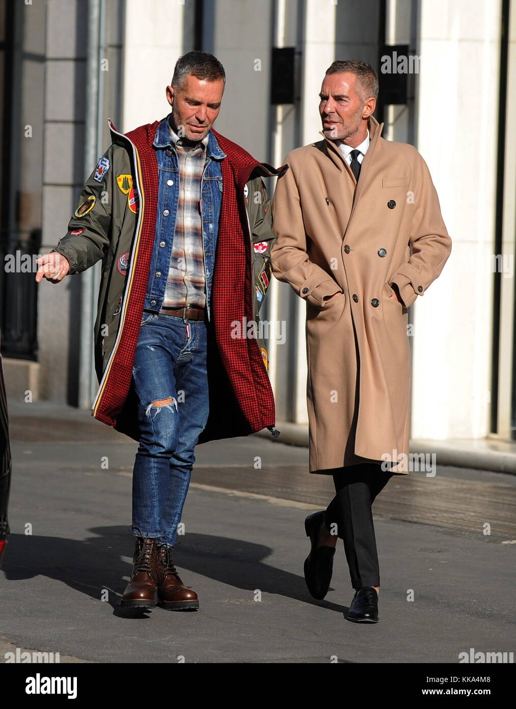 DSQUARED 2 fashion designers, Dean and Dan Caten spotted walking