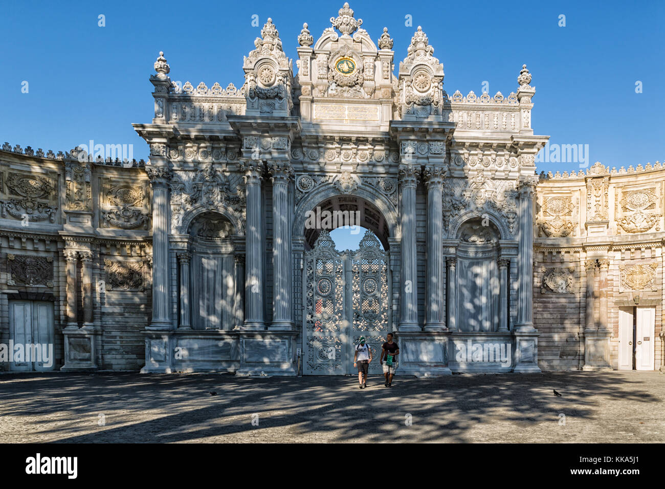Dolmabahçe Palace, Istanbul, Turkey in daylight exterior view. Stock Photo