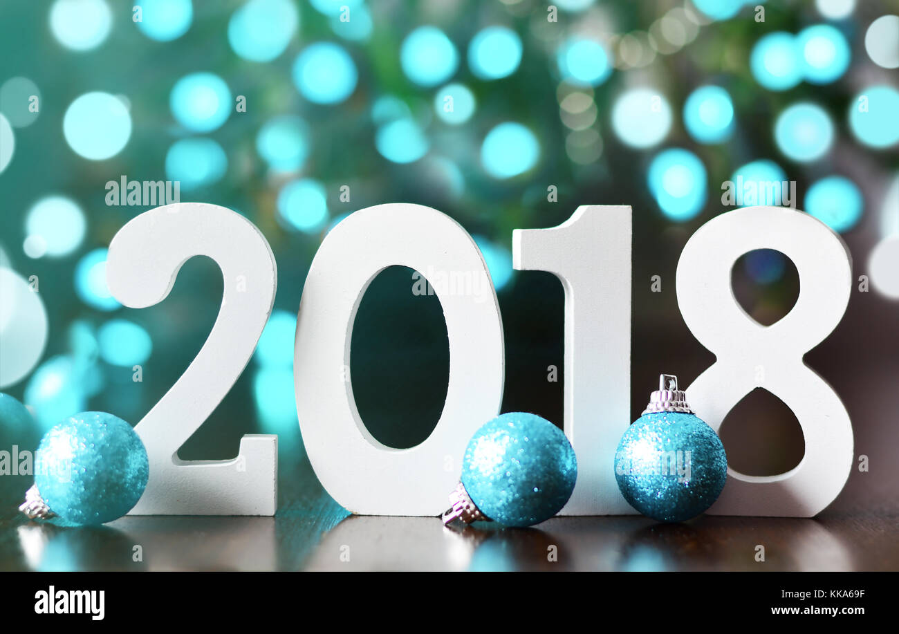 Wooden numbers forming the number 2018, For the new year 2018 on a ...