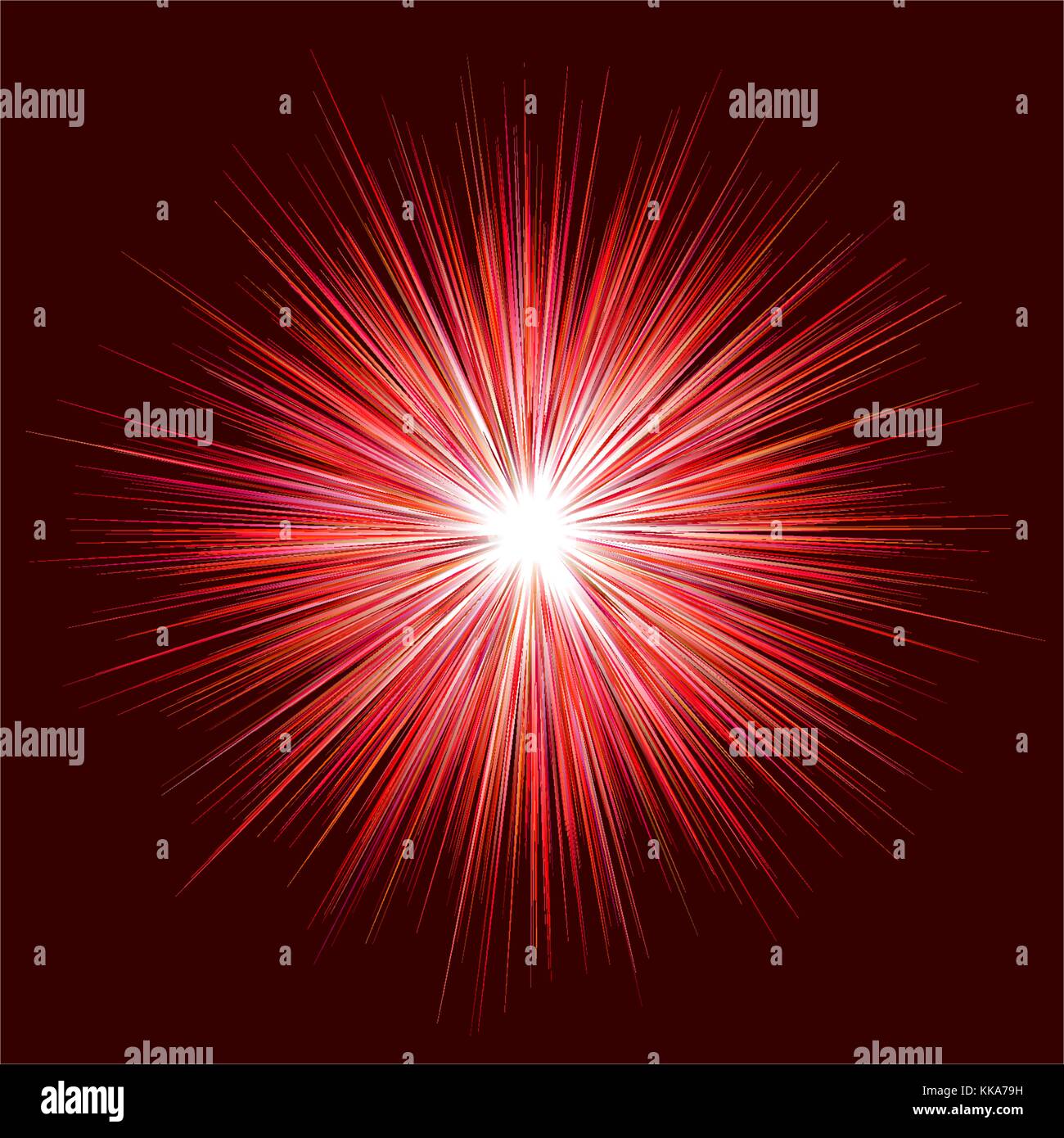 Abstract red explosion design on dark background Stock Vector