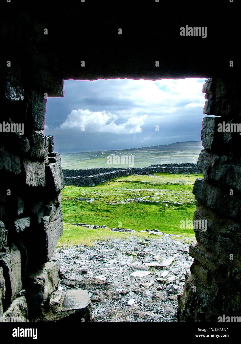 Stone entrance into Dún Aonghasa Fort, Inishmore Island, Ireland Stock Photo