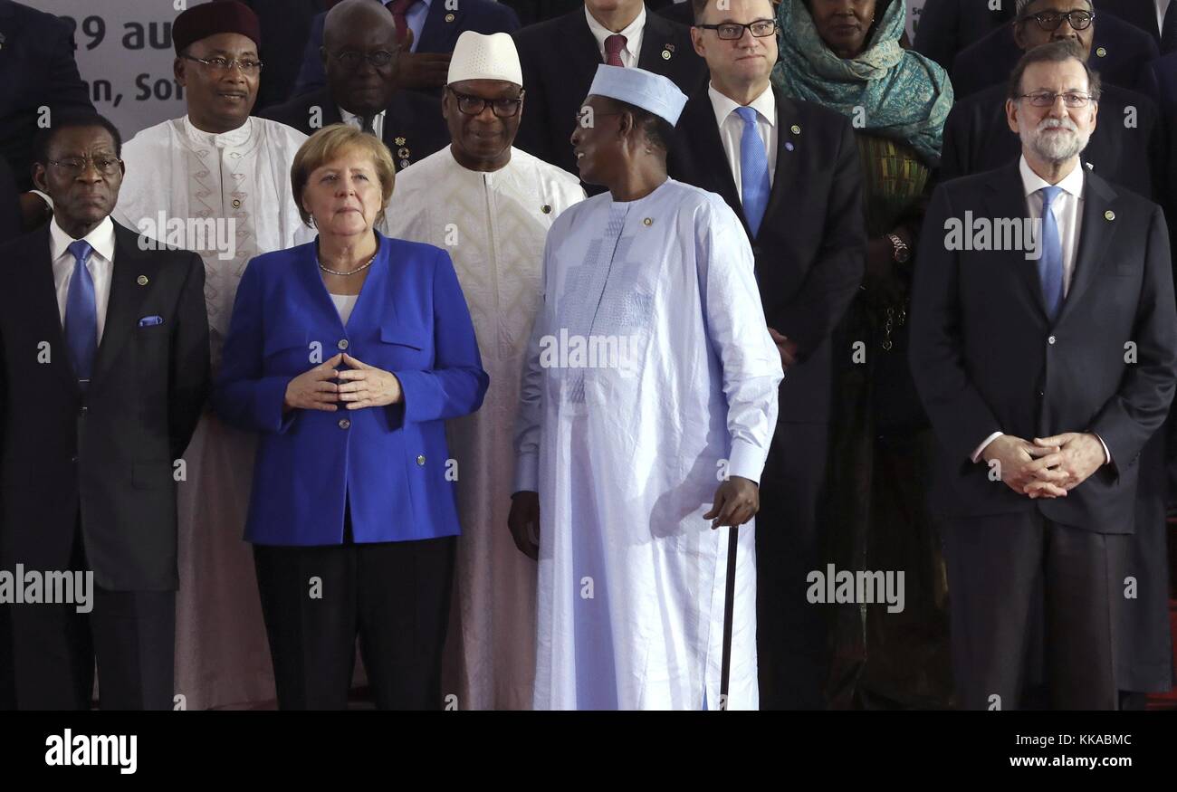 President Of Equatorial Guinea Teodoro Obiang Nguema Mbasogo L German Chancellor Angela Merkel 2l And Spanish Prime Minister Mariano Rajoy R Pose For A Family Picture At The 5th African Union European Union