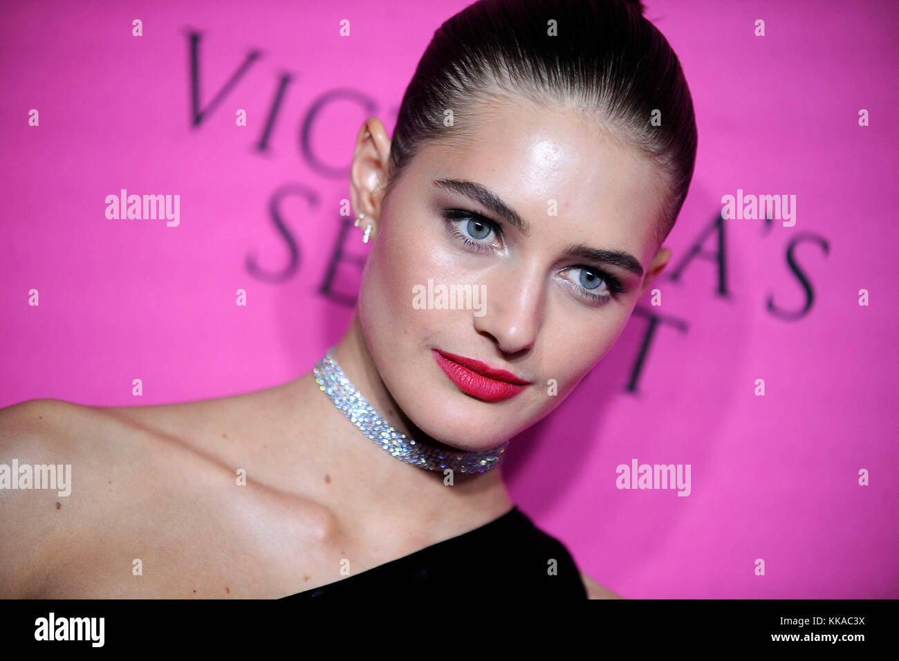 New York, USA. 28th Nov, 2017. Sanne Vloet attends the 2017 Victoria's Secret Fashion Show viewing party pink carpet at Spring Studios on November 28, 2017 in New York City. Credit: Geisler-Fotopress/Alamy Live News Stock Photo