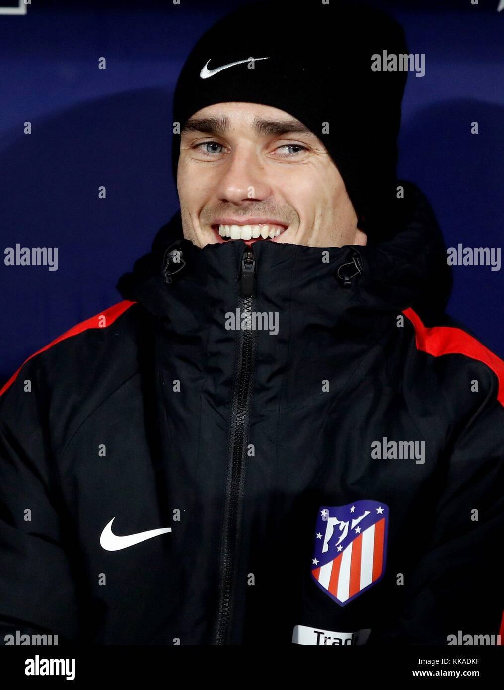 Atletico De Madrid S Antoine Griezmann Sits At The Bench During The Stock Photo Alamy