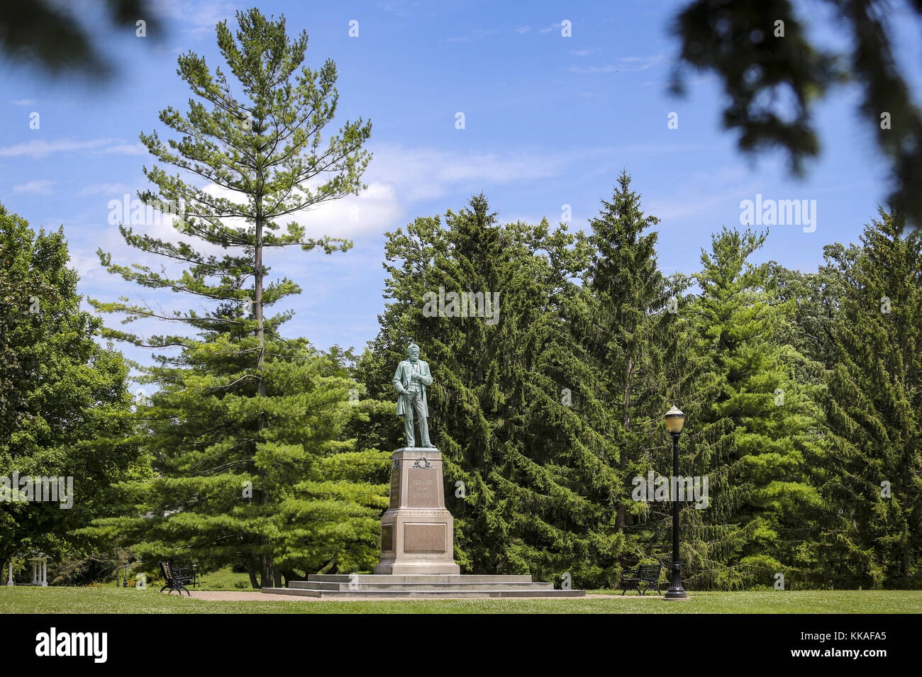 Galena, Iowa, USA. 15th July, 2017. A monument to former President Ulysses S. Grant is seen in