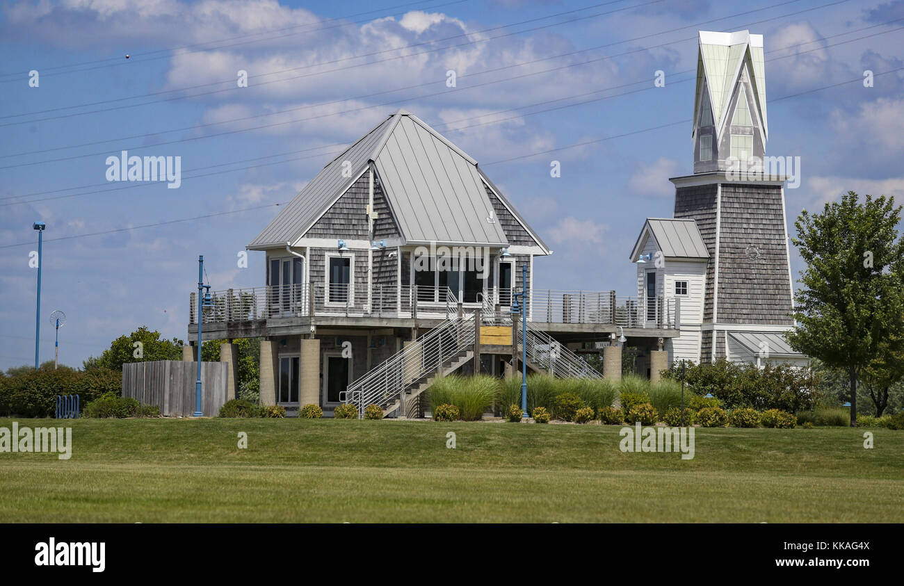 East Moline, Iowa, USA. 9th Aug, 2017. The River Center building at