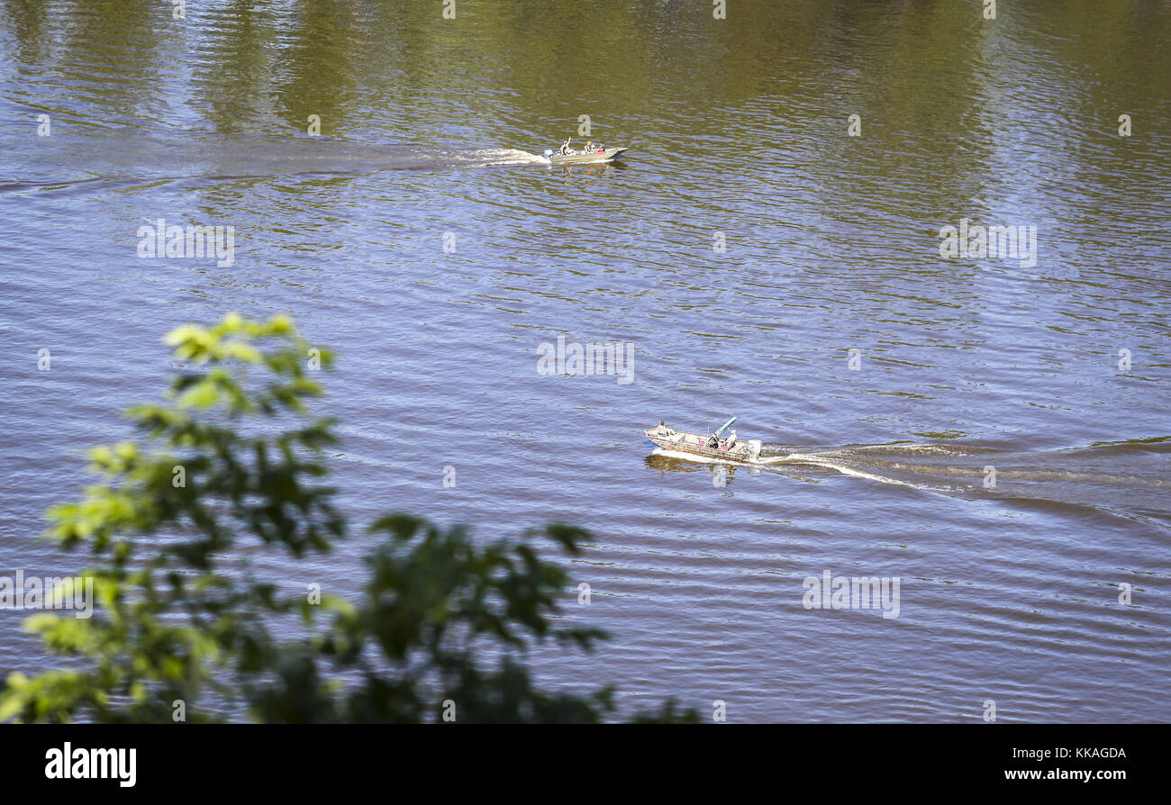 June 7, 2017 Harper'S Ferry, Iowa, U.S. A pair of fishing boats are
