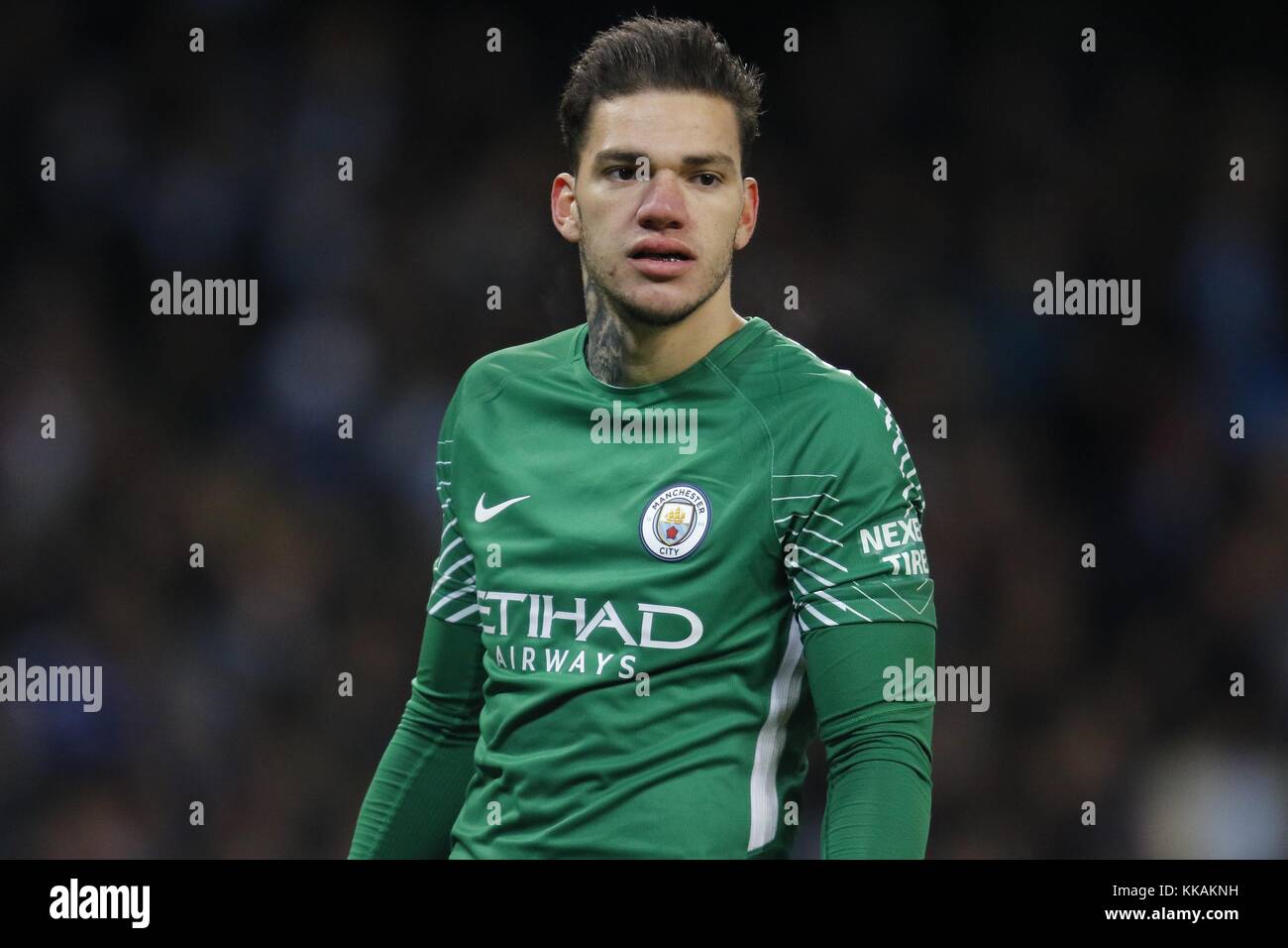 EDERSON MORAES MANCHESTER CITY FC MANCHESTER CITY V SOUTHAMPTON FC, PREMIER  LEAGUE ETIHAD STADIUM, MANCHESTER, ENGLAND 29 November 2017 GBB5905  STRICTLY EDITORIAL USE ONLY. If The Player/Players Depicted In This Image  Is/Are