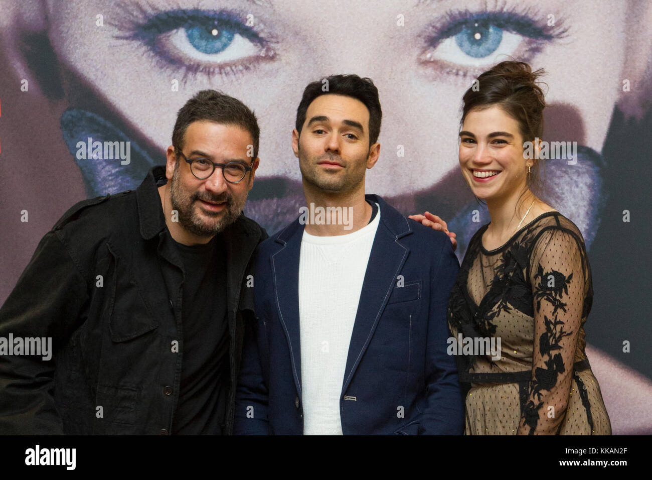 Torino, Italy. 30th Nov, 2017. The cast of film 'Don't Forget Me' attends a photocall at Torino Film Festival. From left to right: film director Ram Nehari and actors Nitai Gvirtz and Moon Shavit (Nitzan Layla Shavit). Credit: Marco Destefanis/Alamy Live News Stock Photo