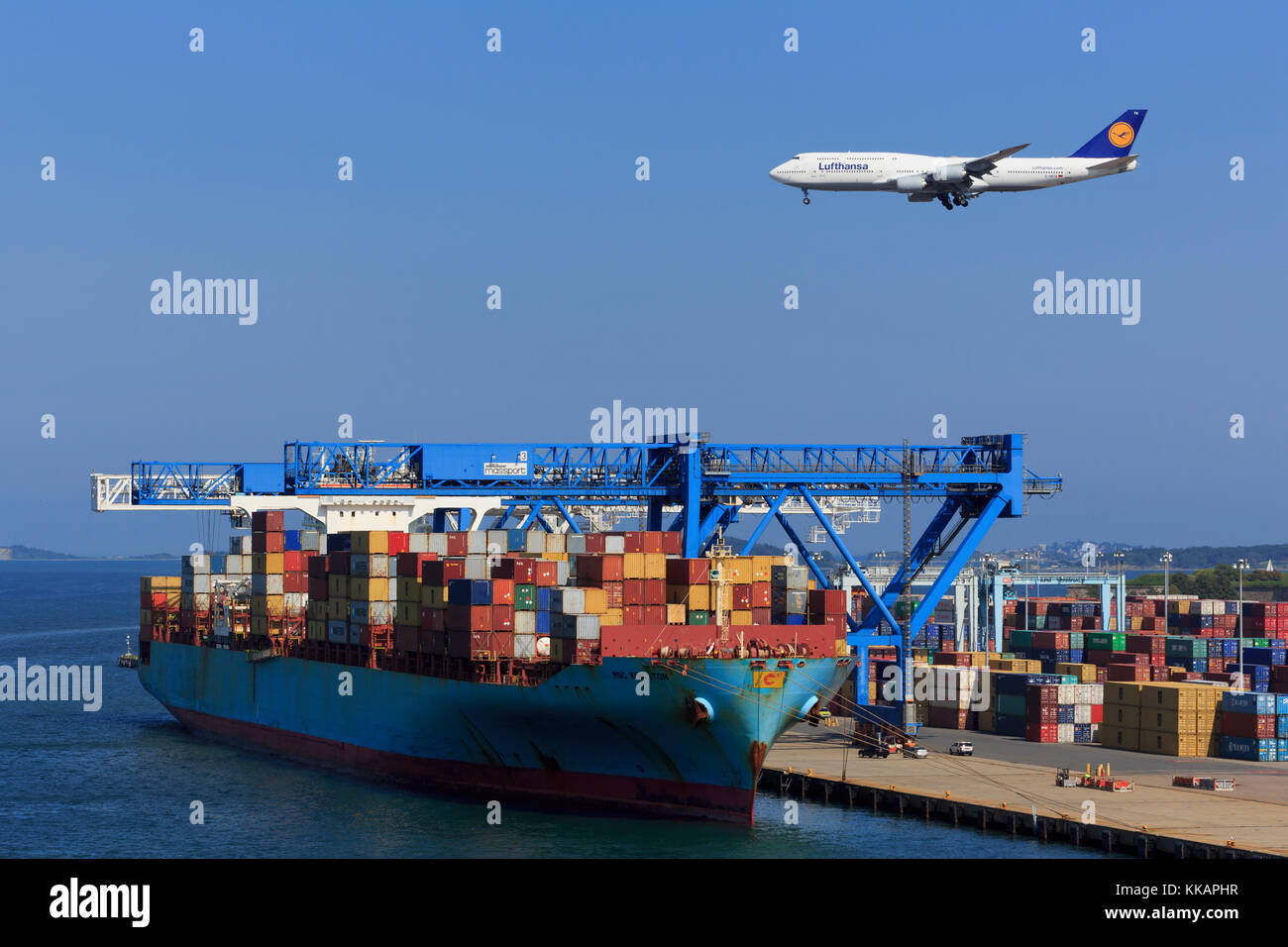 Container Port, Boston, Massachusettes, New England, United States of America, North America Stock Photo
