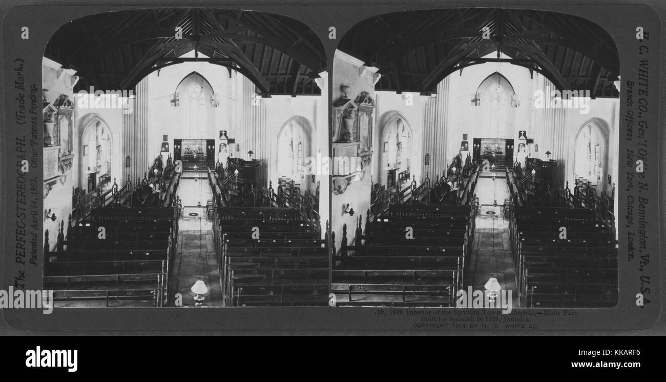 Interior of the Spanish Town Cathedral, Jamaica, 1904. From the New York Public Library. Stock Photo
