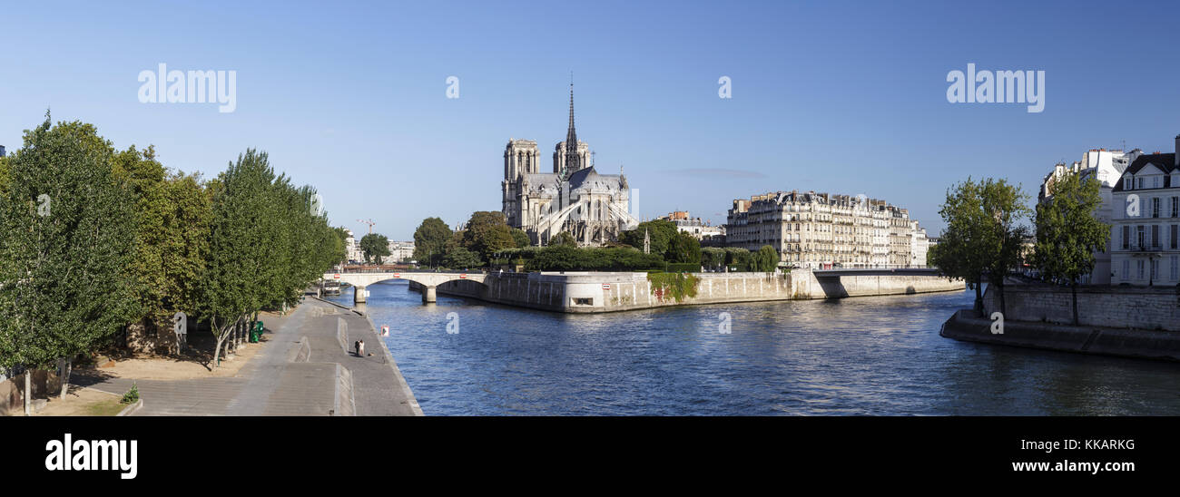 Notre Dame de Paris Cathedral and the River Seine, Paris, France, Europe Stock Photo