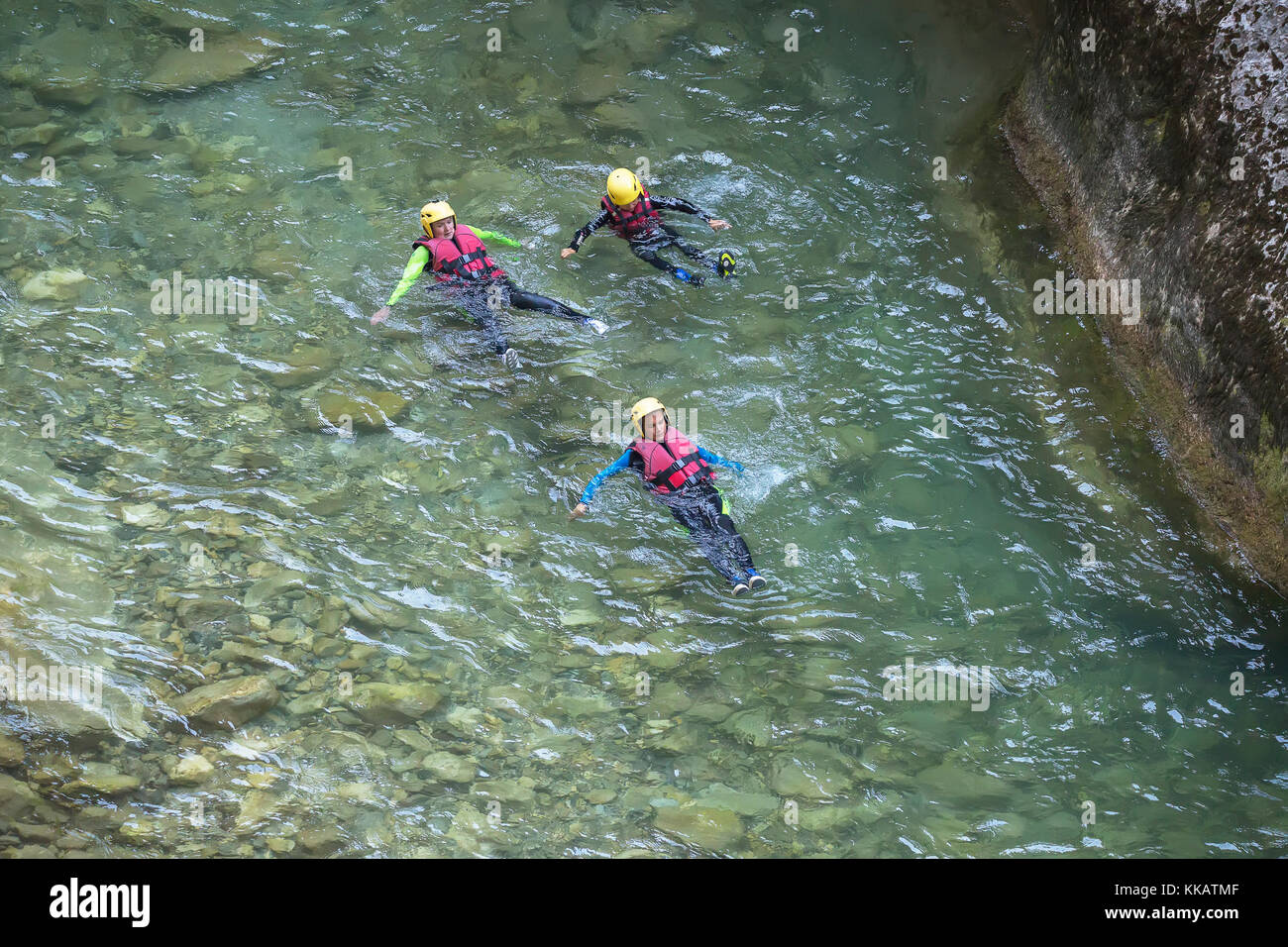 People canyoning in the Gorges du Verdon, Provence-Alpes-Cote d'Azur, Provence, France, Europe Stock Photo