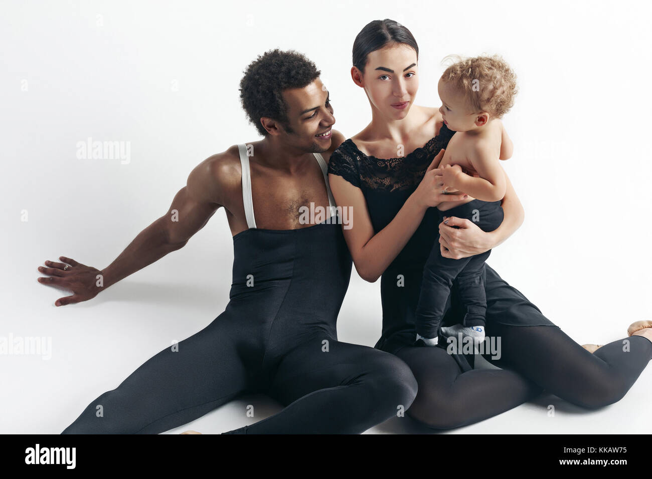 A happy family on white background Stock Photo - Alamy