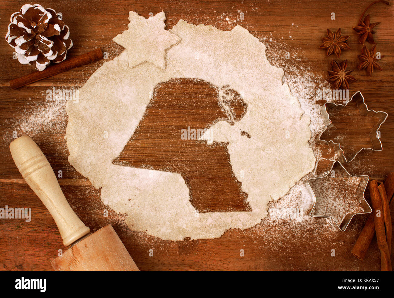 Festive cookie dough with the shape of Kuwait cut out (series Stock