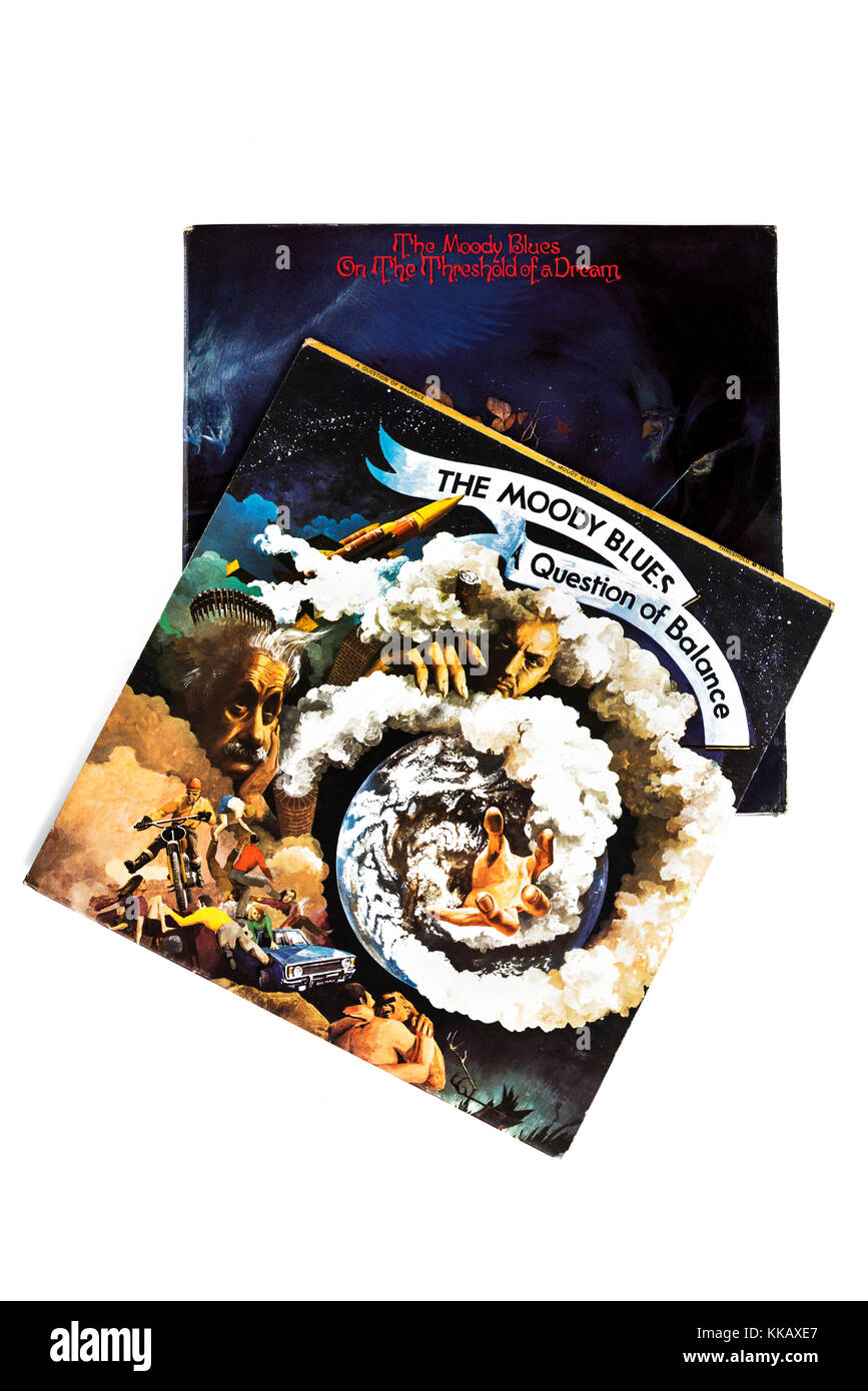 Moody Blues 4th and 6th album covers.A question of balance, moody blues, On the threshold of a dream, Stock Photo