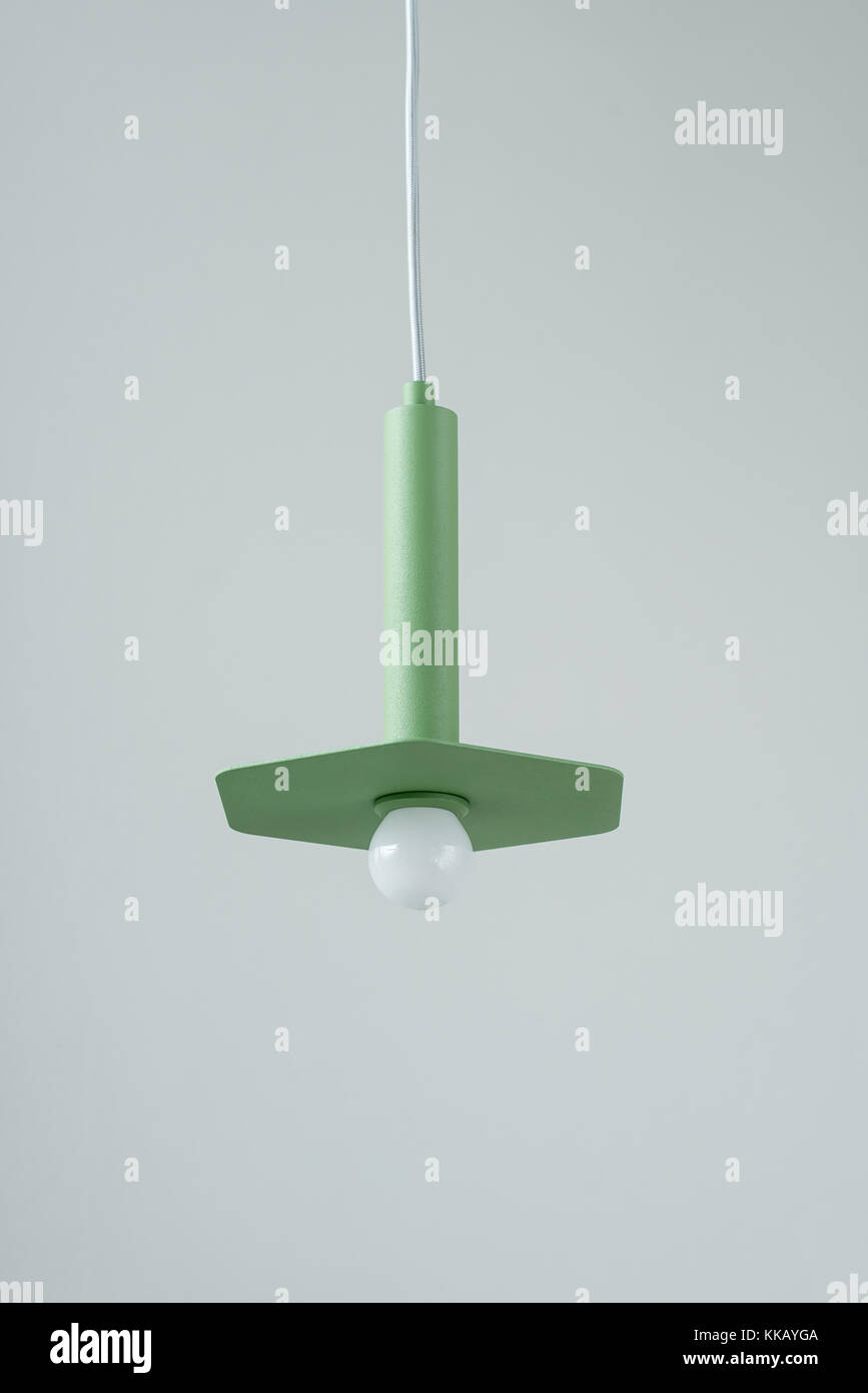 Metal hanging green lamp Stock Photo