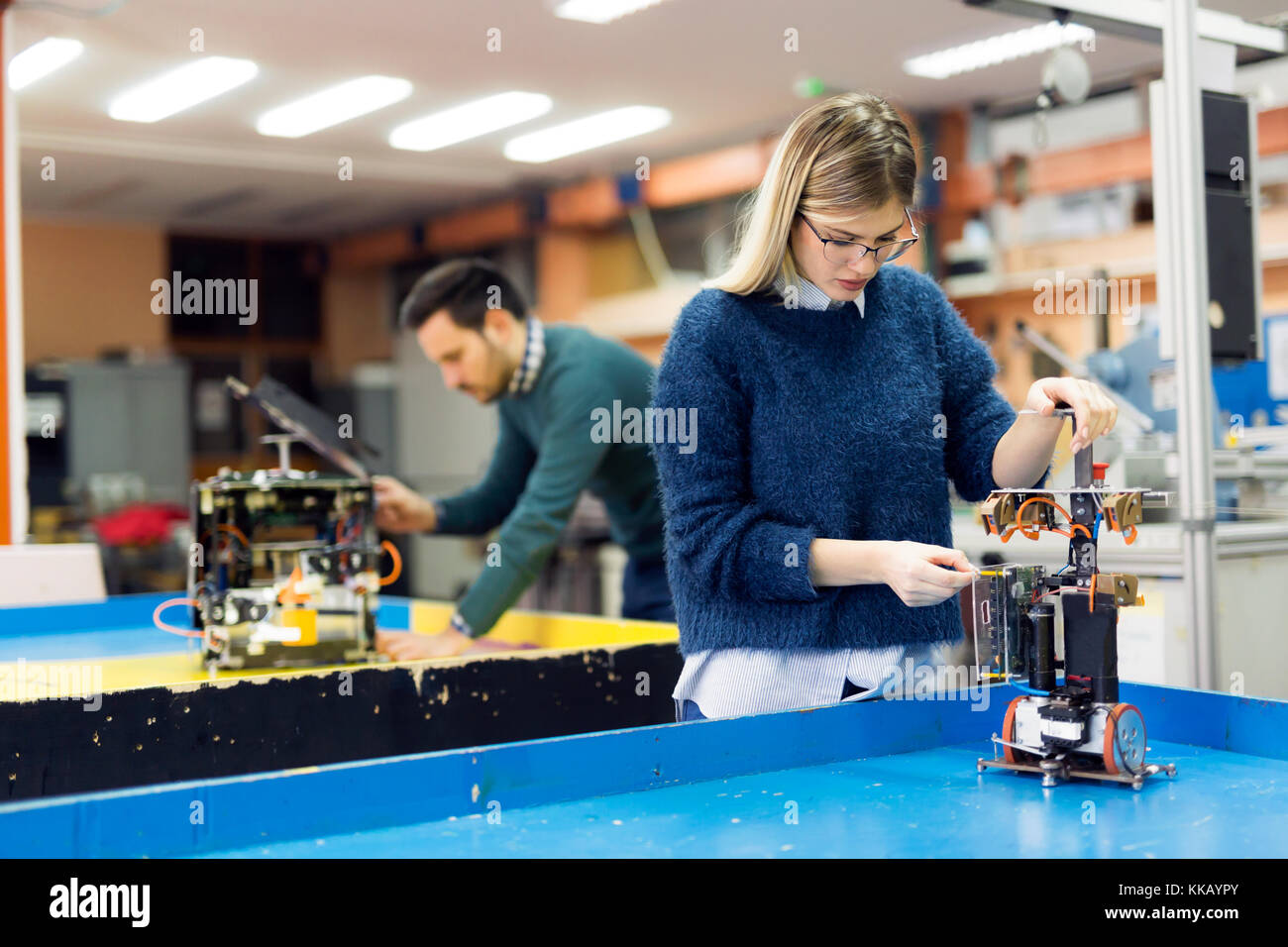 Young woman engineer working on robotics project Stock Photo Alamy