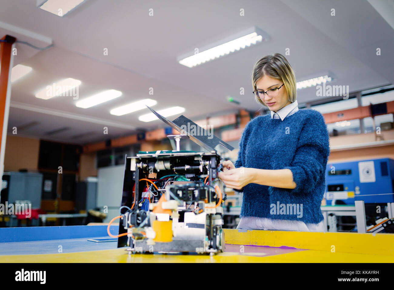 Young woman engineer working on robotics project Stock Photo Alamy
